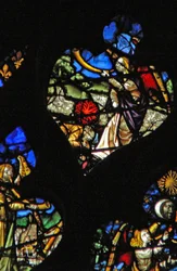 La finestra rosa ovest che raffigura una scena dal Libro dell