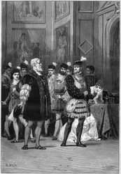 Rappresentazione teatrale: "Hernani" di Victor Hugo (1802-1885), atto III scena 6. Parigi, Comédie Française
