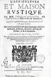 Pagina del titolo di LAgriculture et Maison Rustique, di Charles Estienne, edizione pubblicata nel 1641