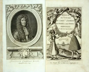 Pagina del titolo e ritratto del frontespizio di Journal du Voyage de Chevalier Chardin en Perse et aux Indes Orientales di Jean Chevalier Chardin, 1686