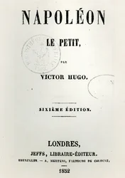Pagina del titolo di Napoleon le Petit (1852), di Victor Hugo, 6ª edizione, pubblicata da Jeffs, 1852