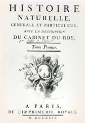 Pagina del titolo di Histoire Naturelle, Generale et Particuliere di Buffon, Parigi, 1749