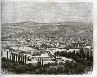 Tlemcen in Algeria nel XIX secolo - incisione in "La France illustree: geographie, histoire, administration statistique" di V.A. Malt-Brown. 1884