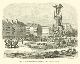 Traslazione della colonna il 21 aprile 1858