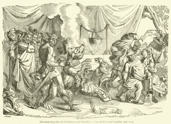 Une scene du poeme des Niebelungen (incisione)