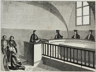 Una tesi alla scuola di diritto di Parigi - Incisione in "Tableau-de-Paris" di Edmond Texier 1852