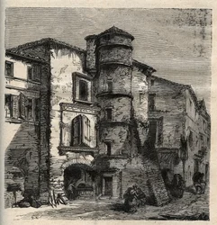 Uzes - il vecchio castello - Gard - Francia - incisione in 