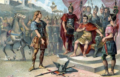 Vercingetorige, capo gallico, si arrese a Giulio Cesare nel 52 a.C.