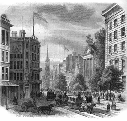 Veduta di Broadway a New York. Incisione del 1862-1863