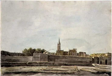 Veduta di un paesaggio urbano nel sud della Francia, c.1800