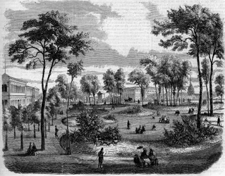 Vista dei giardini inglesi degli Champs Elysees a Parigi