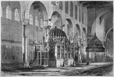 Veduta della sala di preghiera, Moschea degli Omayyadi, Damasco, Siria, da La Syrie d
