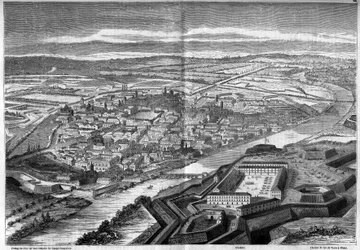 Veduta della città e della cittadella di Alessandria in Italia