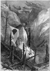 Vista del passo e del forte di Finstermunz (1471). Tirolo, Svizzera
