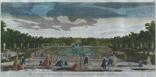 Veduta del giardino davanti al Canal Grande vista dalla fontana di Latona, Versailles, Francia