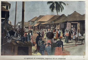 Veduta della marcia di Kingston, capitale della Giamaica. "La-Croix-Illustree", 3 febbraio
