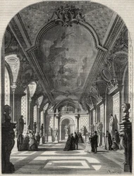 Veduta della nuova sala degli imperatori romani, al Museo delle antichità del Louvre. Incisione in 