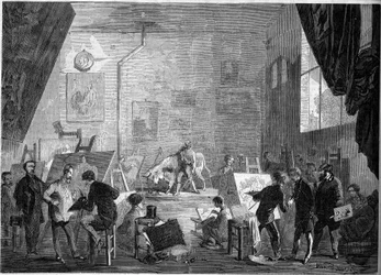 Veduta dello studio del pittore Gustave Courbet, rue Notre Dame des Champs a Parigi