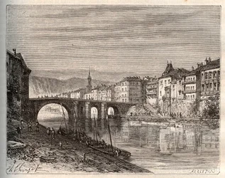 Villeneuve-sur-Lot - dipartimento di Lot-et-Garonne - incisione in 