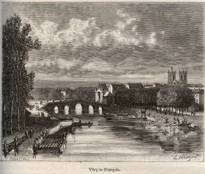 Vitry-le-Francois, dipartimento della Marna - incisione in "La France illustree: geografia, storia, amministrazione statistica" di V.A. Malt-Brown. 1884