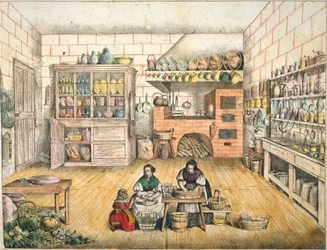 Cucina rustica ben fornita