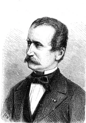 Wilhelm Engerth (1814-1884), ingegnere austriaco, progettista della prima locomotiva da montagna. Incisione 1867