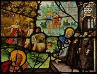 Finestra Charnier-10 che raffigura la Manna dal Cielo; Cristo e l