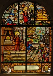 Finestra Charnier-10 che raffigura la Manna dal Cielo; Cristo e l