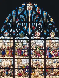 Vetrata che raffigura Scene della Vita di San Stefano e San Lorenzo, dalla Chapelle Bonne-Mort