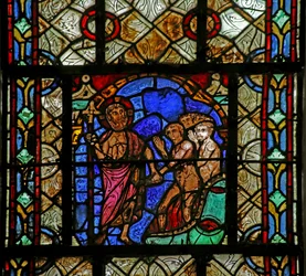 Vetrata raffigurante la Discesa agli Inferi