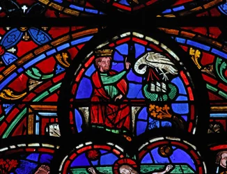 Finestra w0 raffigurante Davide e il pellicano che nutre i suoi piccoli