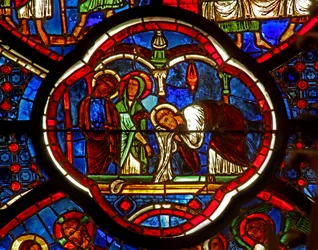 Finestra w0 che raffigura San Pietro, San Giacomo e San Giovanni al Sepolcro della Resurrezione