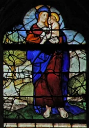 Finestra w13 che raffigura la Vergine e il Bambino
