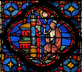 Vetrata w15 Sacre Reliquie: Guiriace consigliato da un angelo (da una serie su Sant