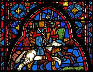 Vetrata w15 Sacre Reliquie: ?Eraclio ritorna a Gerusalemme con la Croce