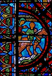 Finestra w15 raffigurante la storia delle reliquie di San Stefano: le reliquie sono portate a Costantinopoli