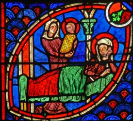 Finestra w20 raffigurante la nascita di San Giovanni Battista