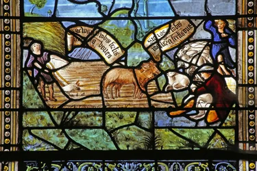 Scene di campagna ispirate a Virgilio sotto Cristo sulla croce