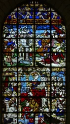 Vetrata w37 raffigurante scene della vita di Santa Barbara
