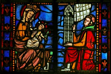 Vergine e Bambino e donatore che offre una finestra