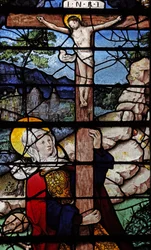 Finestra w5 raffigurante una scena della vita di Santa Maria Maddalena - la santa alla Croce