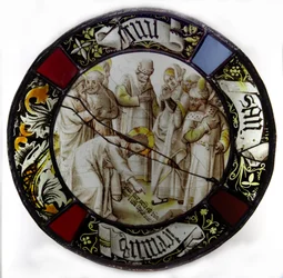 Vetrata w79 raffigurante Cristo e la donna adultera