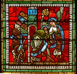 Finestra wXVIII raffigurante San Pietro condotto fuori dal carcere da un angelo