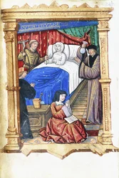 Donna in una scena di letto di morte con Giovanni Battista, c.1475-1500