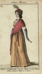 Donna con turbante e scialle incrociato