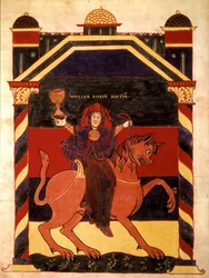 Donna a cavallo della Bestia (mostruosa)