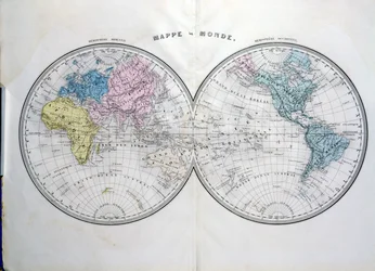 Mappa del mondo, illustrazione da Atlas Geographique Moderne di Prosper-Auguste Poulain de Bossay, c.1850