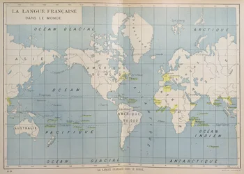 Mappa del mondo dei paesi francofoni, inizio del XX secolo