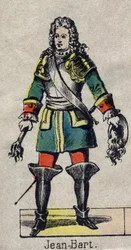 Ritratto di Jean Bart (1650-1702), marinaio e corsaro francese. Immagine di Epinal della fine del XIX secolo