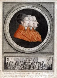 Ritratto dei tre consoli, Napoleone Bonaparte (1769-1821), Jean Jacques Regis (Jean-Jacques-Regis) de Cambacérès (1753-1824) e Charles François Lebrun (1739-1824)